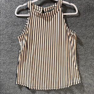 Adrianna Papell Black Cream and Tan Striped Sleeveless Blouse Women’s Small